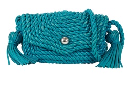 Classic Torchon Shoulder Bag, Leather, Blue, MII, DB, 1*